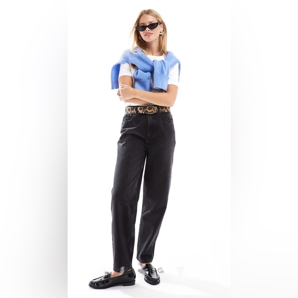 ASOS Denim - NEW ASOS Design Petite High Rise Original Mom Jeans‎ Black 28x28